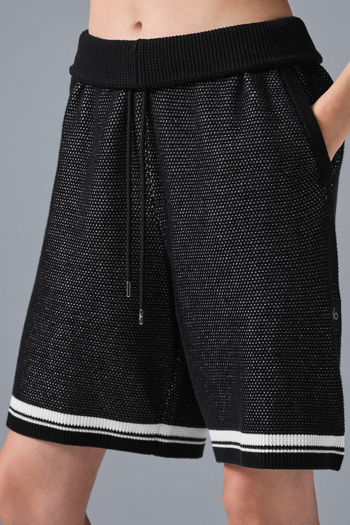 alo Women's 7" Sports Club Sweater Knit Basketball Short - Black