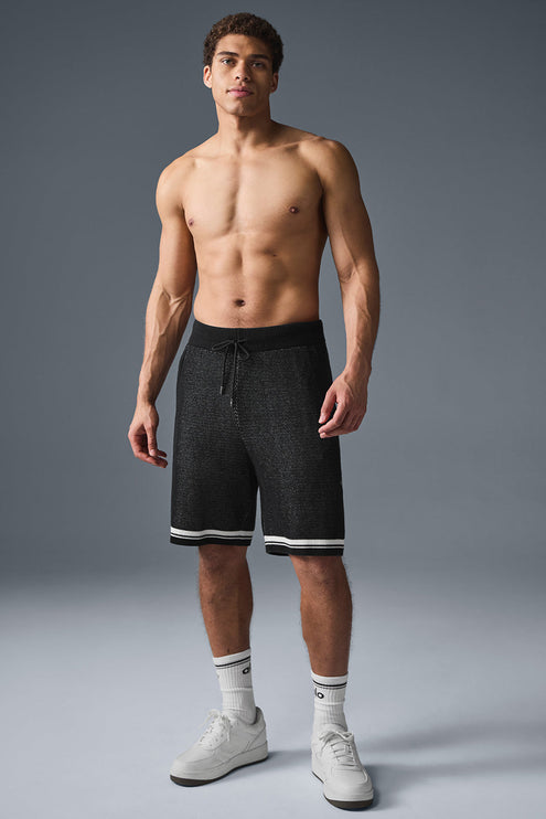 alo Men's 7" Sports Club Sweater Knit Basketball Short - Black