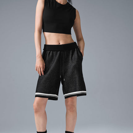 alo Women's 7" Sports Club Sweater Knit Basketball Short - Black