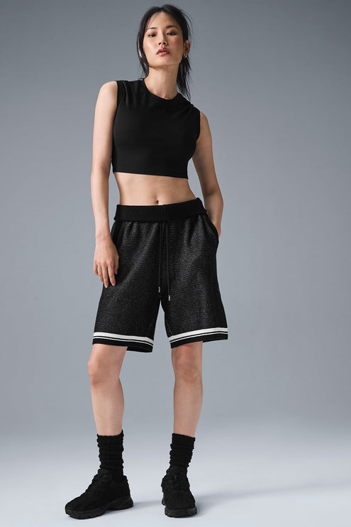 alo Women's 7" Sports Club Sweater Knit Basketball Short - Black