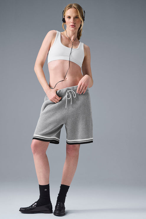 alo Women's 7" Sports Club Sweater Knit Basketball Short - Athletic Heather Grey