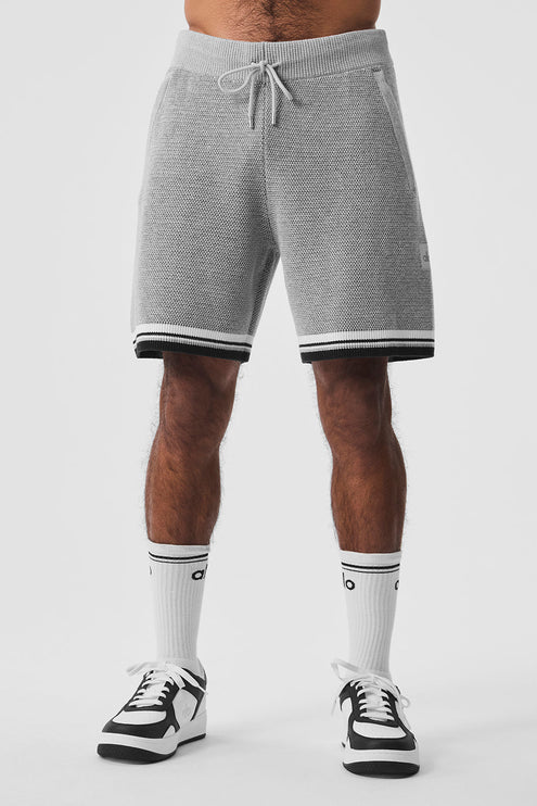 alo Men's 7" Sports Club Sweater Knit Basketball Short - Athletic Heather Grey