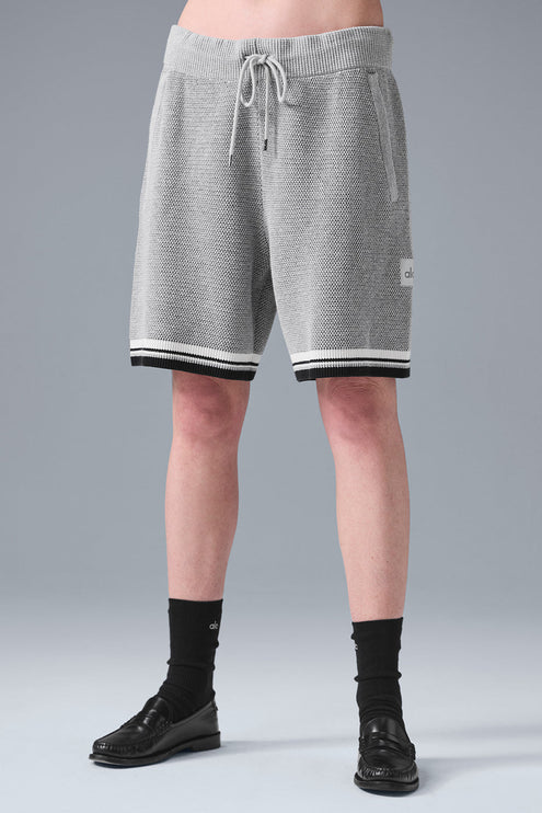 alo Women's 7" Sports Club Sweater Knit Basketball Short - Athletic Heather Grey