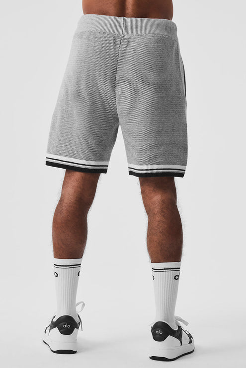 alo Men's 7" Sports Club Sweater Knit Basketball Short - Athletic Heather Grey