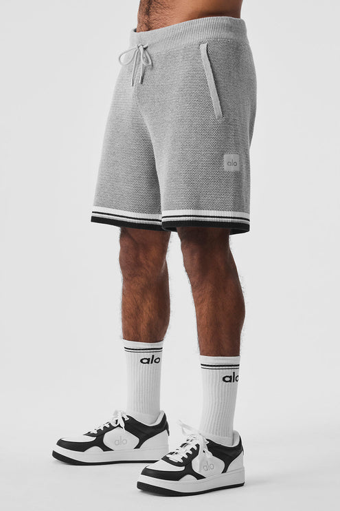 alo Men's 7" Sports Club Sweater Knit Basketball Short - Athletic Heather Grey