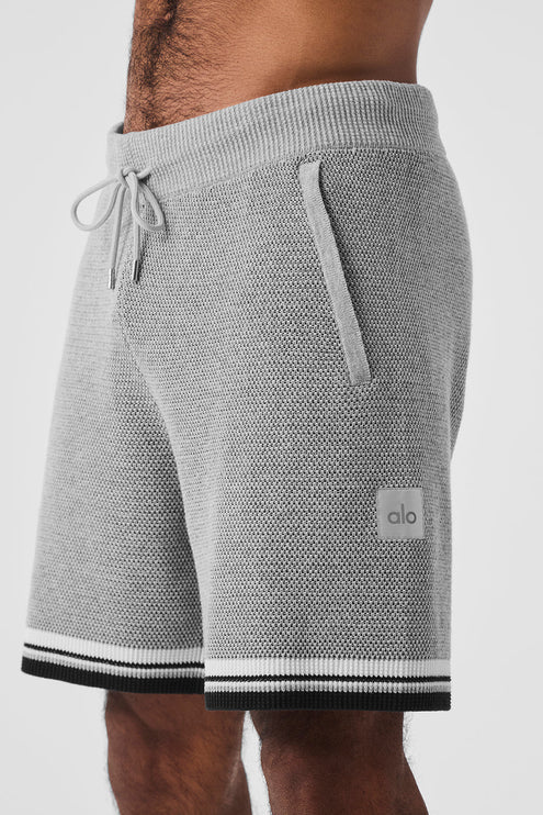 alo Men's 7" Sports Club Sweater Knit Basketball Short - Athletic Heather Grey