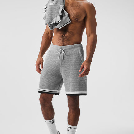 alo Men's 7" Sports Club Sweater Knit Basketball Short - Athletic Heather Grey