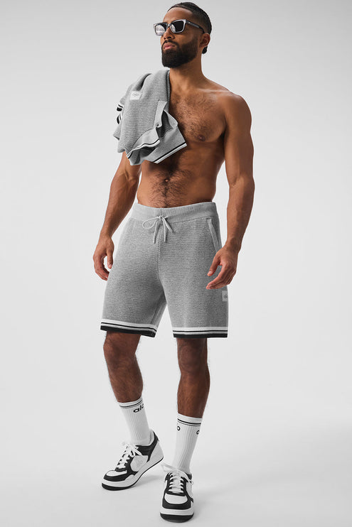 alo Men's 7" Sports Club Sweater Knit Basketball Short - Athletic Heather Grey