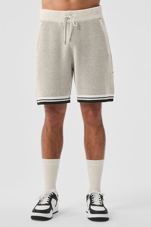 alo Men's 7" Sports Club Sweater Knit Basketball Short - Bone