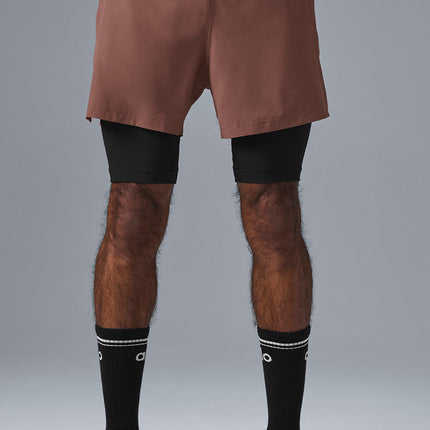 alo Men's 5" Revival 2-In-1 Short - Chestnut/Black