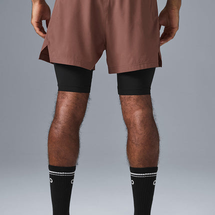 alo Men's 5" Revival 2-In-1 Short - Chestnut/Black