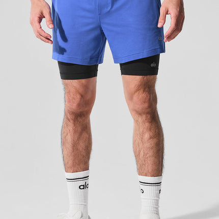 alo Men's Conquer React 2-In-1 Performance Short - Marathon Blue/Black