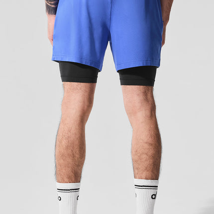 alo Men's Conquer React 2-In-1 Performance Short - Marathon Blue/Black