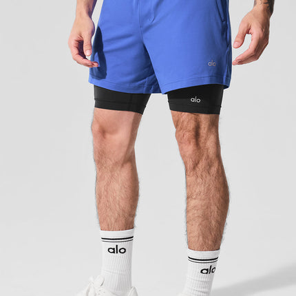 alo Men's Conquer React 2-In-1 Performance Short - Marathon Blue/Black