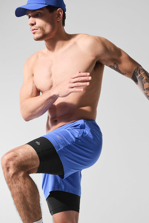 alo Men's Conquer React 2-In-1 Performance Short - Marathon Blue/Black