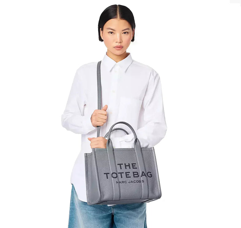 Marc Jacobs Women's The Leather Medium Tote Bag Wolf Grey