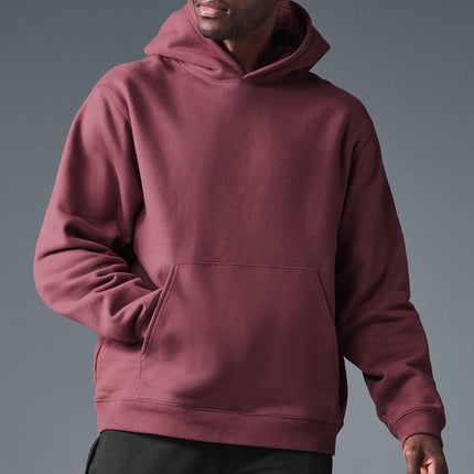 alo Men's Renown Heavy Weight Hoodie - Burgundy Truffle