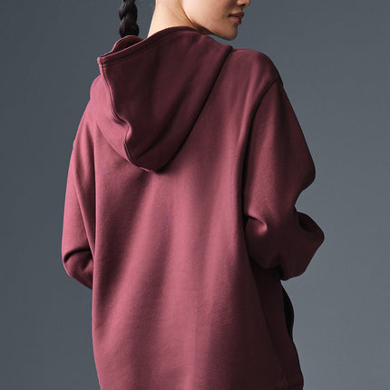 alo Women's Renown Heavy Weight Hoodie - Burgundy Truffle