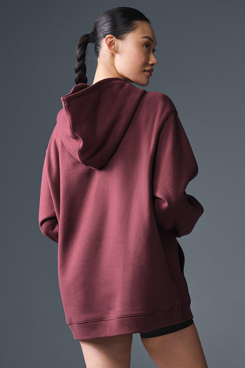 alo Women's Renown Heavy Weight Hoodie - Burgundy Truffle