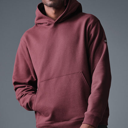 alo Men's Renown Heavy Weight Hoodie - Burgundy Truffle