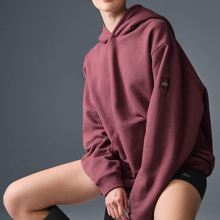 alo Women's Renown Heavy Weight Hoodie - Burgundy Truffle