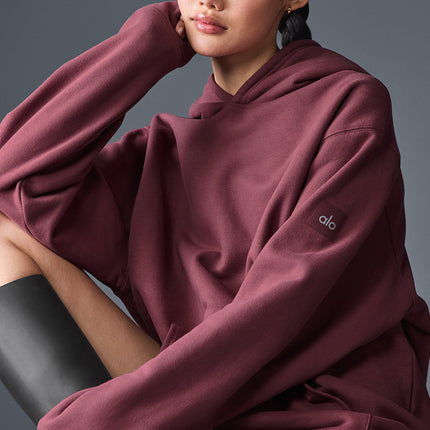 alo Women's Renown Heavy Weight Hoodie - Burgundy Truffle