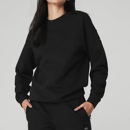 alo Women's Renown Heavy Weight Crew Neck Pullover - Black