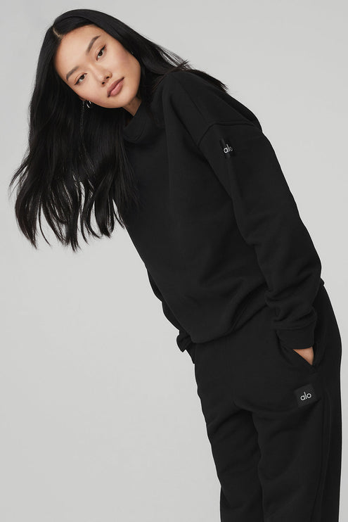 alo Women's Renown Heavy Weight Crew Neck Pullover - Black
