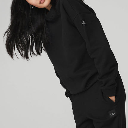 alo Women's Renown Heavy Weight Crew Neck Pullover - Black
