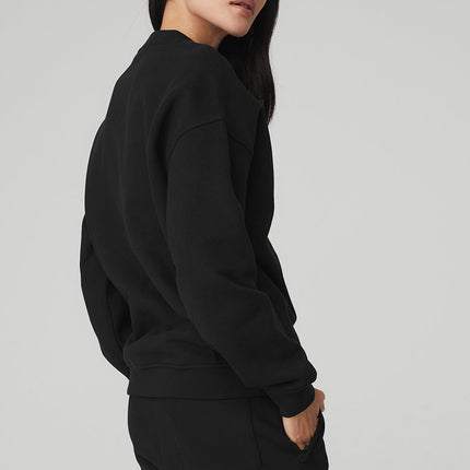 alo Women's Renown Heavy Weight Crew Neck Pullover - Black