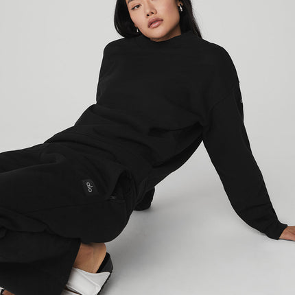 alo Women's Renown Heavy Weight Crew Neck Pullover - Black