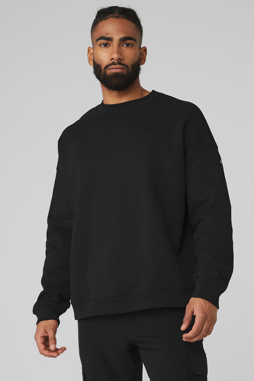 alo Men's Renown Heavy Weight Crew Neck Pullover - Black