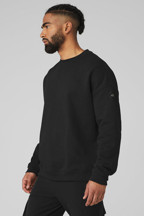 alo Men's Renown Heavy Weight Crew Neck Pullover - Black