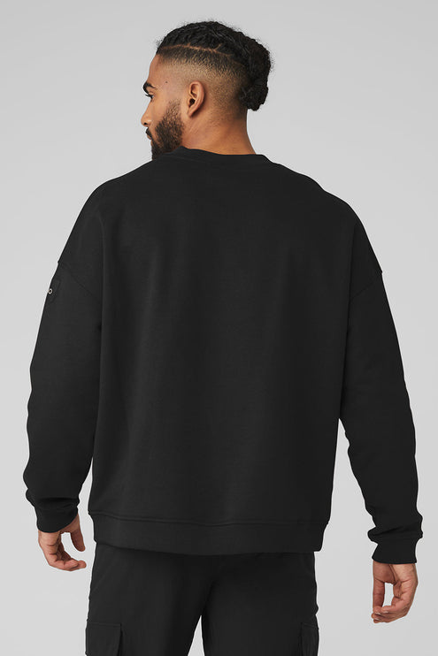 alo Men's Renown Heavy Weight Crew Neck Pullover - Black