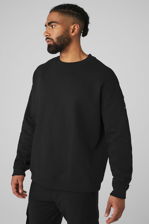 alo Men's Renown Heavy Weight Crew Neck Pullover - Black