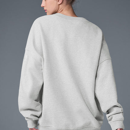 alo Women's Renown Heavy Weight Crew Neck Pullover - Athletic Heather Grey