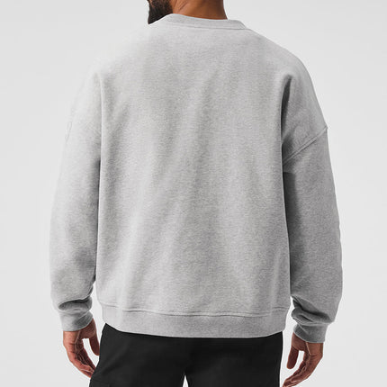 alo Men's Renown Heavy Weight Crew Neck Pullover - Athletic Heather Grey