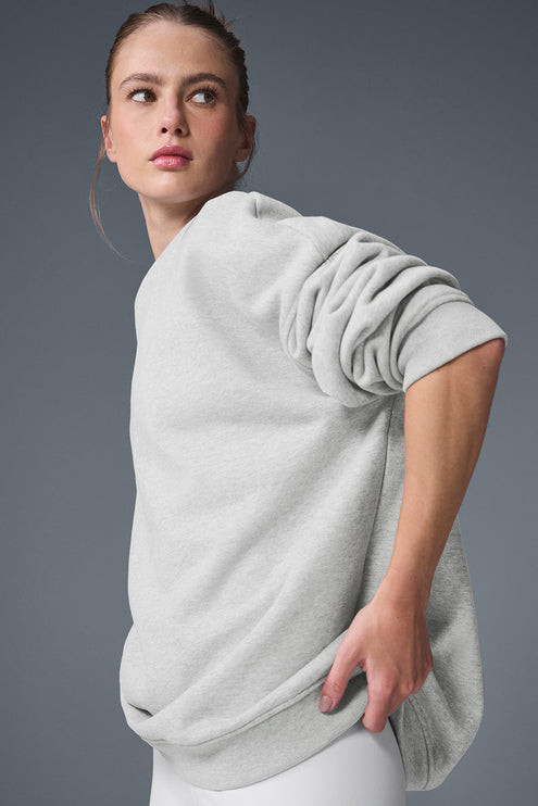 alo Women's Renown Heavy Weight Crew Neck Pullover - Athletic Heather Grey