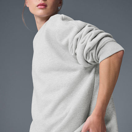 alo Women's Renown Heavy Weight Crew Neck Pullover - Athletic Heather Grey