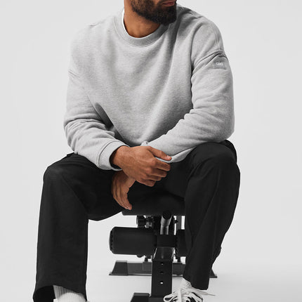 alo Men's Renown Heavy Weight Crew Neck Pullover - Athletic Heather Grey