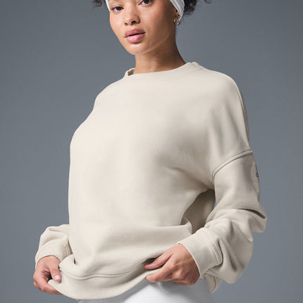 alo Women's Renown Heavy Weight Crew Neck Pullover - Bone