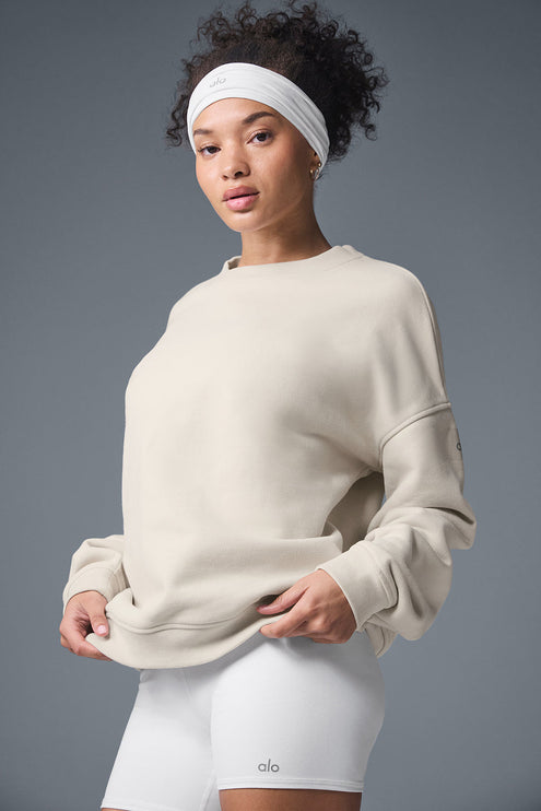 alo Women's Renown Heavy Weight Crew Neck Pullover - Bone