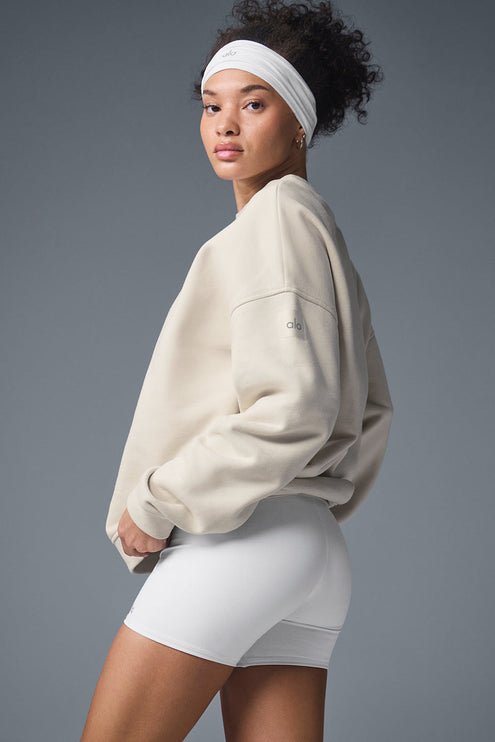 alo Women's Renown Heavy Weight Crew Neck Pullover - Bone