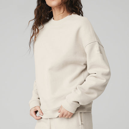 alo Women's Renown Heavy Weight Crew Neck Pullover - Bone