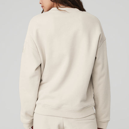 alo Women's Renown Heavy Weight Crew Neck Pullover - Bone