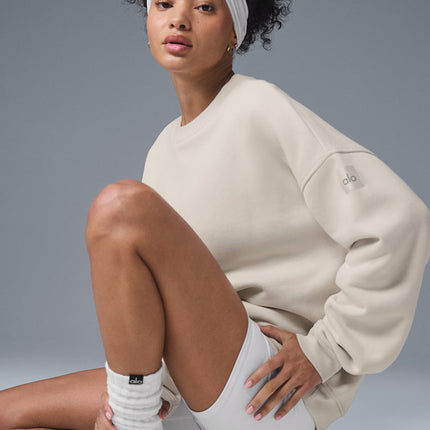 alo Women's Renown Heavy Weight Crew Neck Pullover - Bone