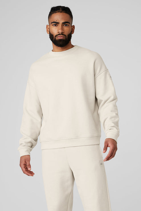 alo Men's Renown Heavy Weight Crew Neck Pullover - Bone