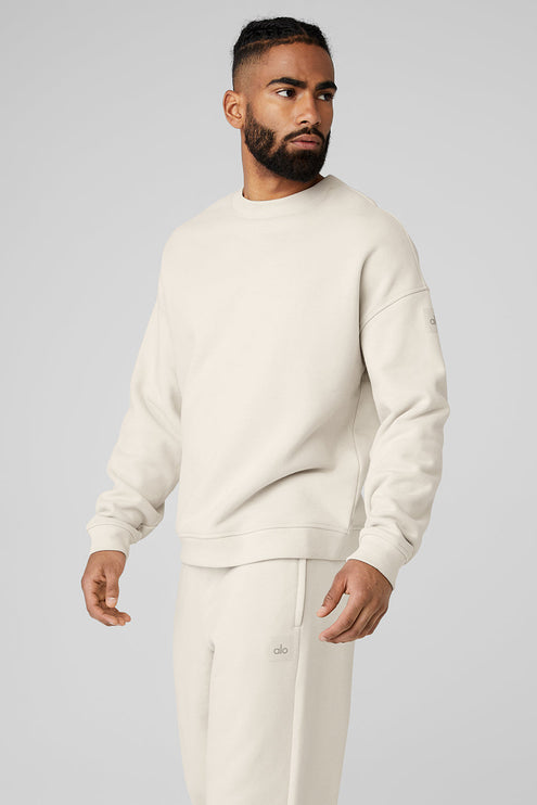 alo Men's Renown Heavy Weight Crew Neck Pullover - Bone