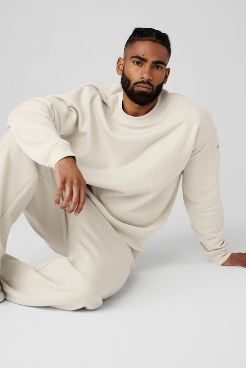 alo Men's Renown Heavy Weight Crew Neck Pullover - Bone