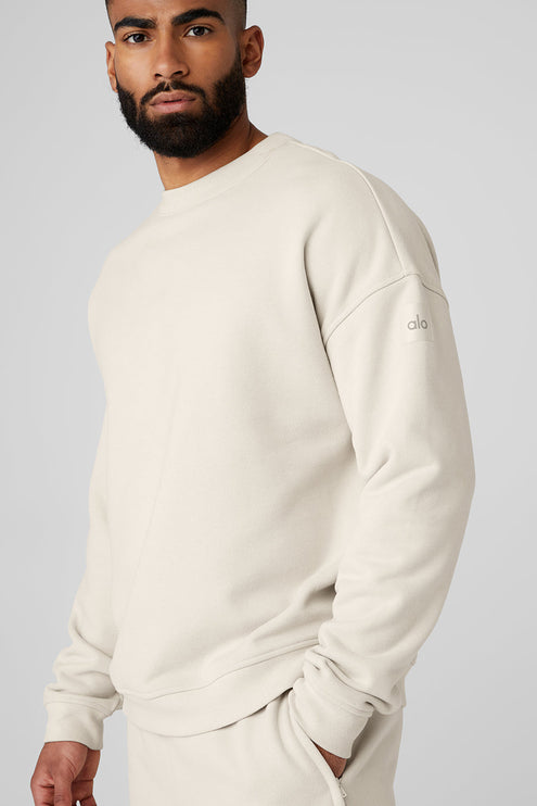 alo Men's Renown Heavy Weight Crew Neck Pullover - Bone